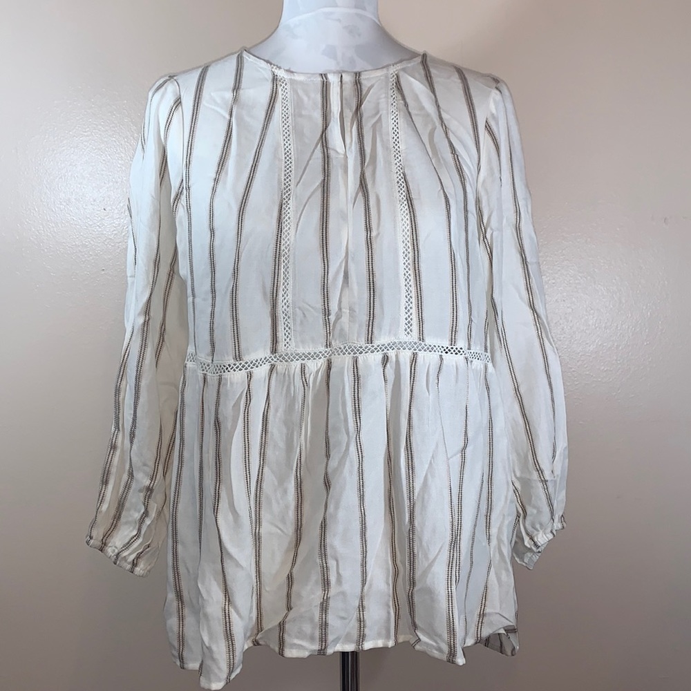 Fever Tan/Ivory Striped Boho Long Sleeve Top